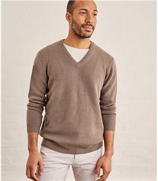 Vole Marl Mens Lambswool V Neck Jumper Woolovers Au