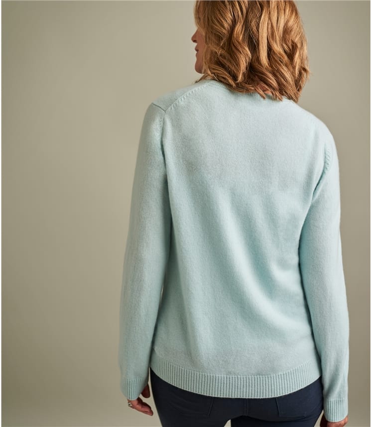 Dusty Mint Womens Pure Cashmere Crew Neck Sweater WoolOvers US