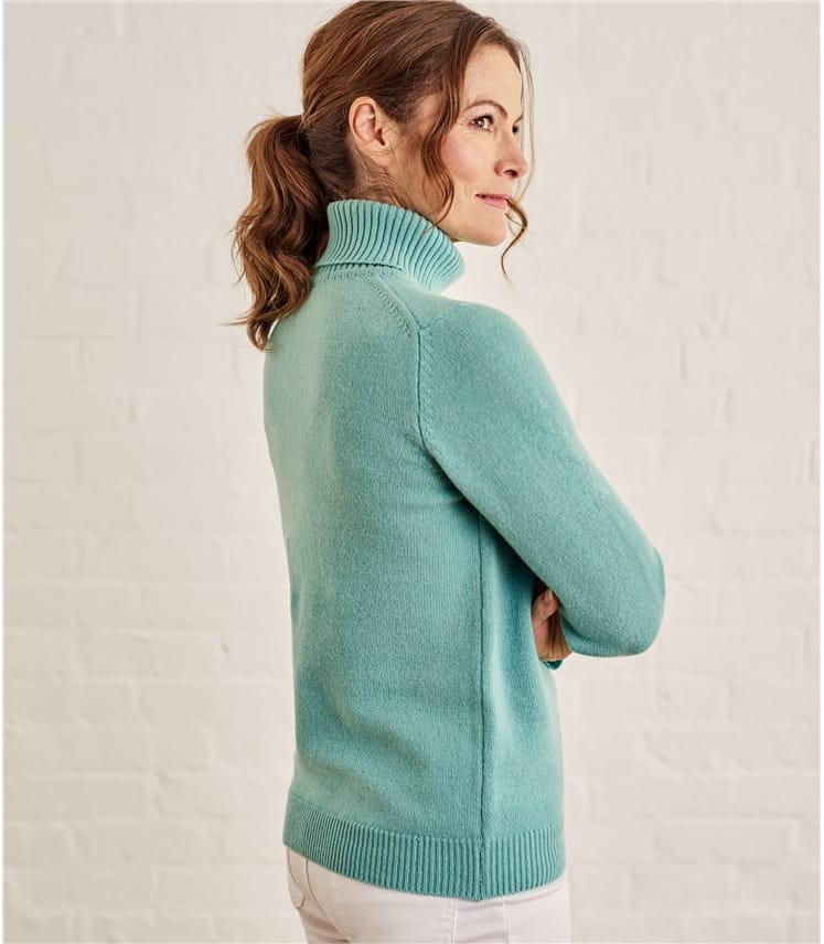 Aquamarine Womens Lambswool Polo Jumper Woolovers Uk