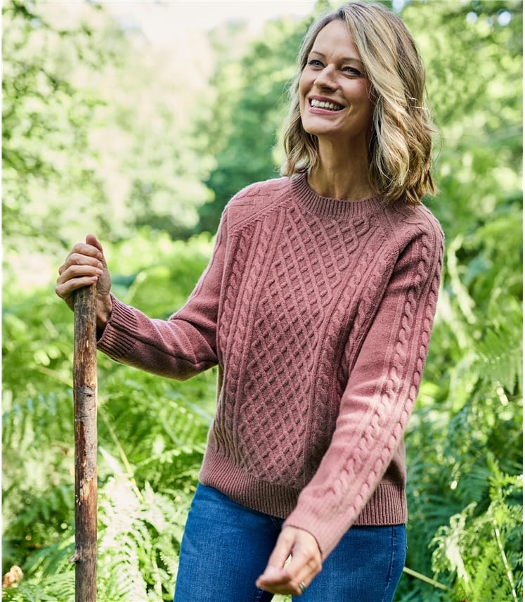 Henna Womens Merino Modern Cable Jumper WoolOvers UK