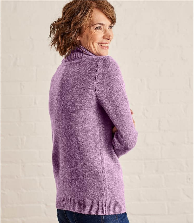 Lavender Marl Womens Lambswool Polo Sweater WoolOvers US