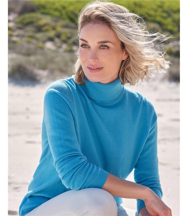 Glacier Lake Cashmere Merino Fitted Polo Neck Knitted Jumper