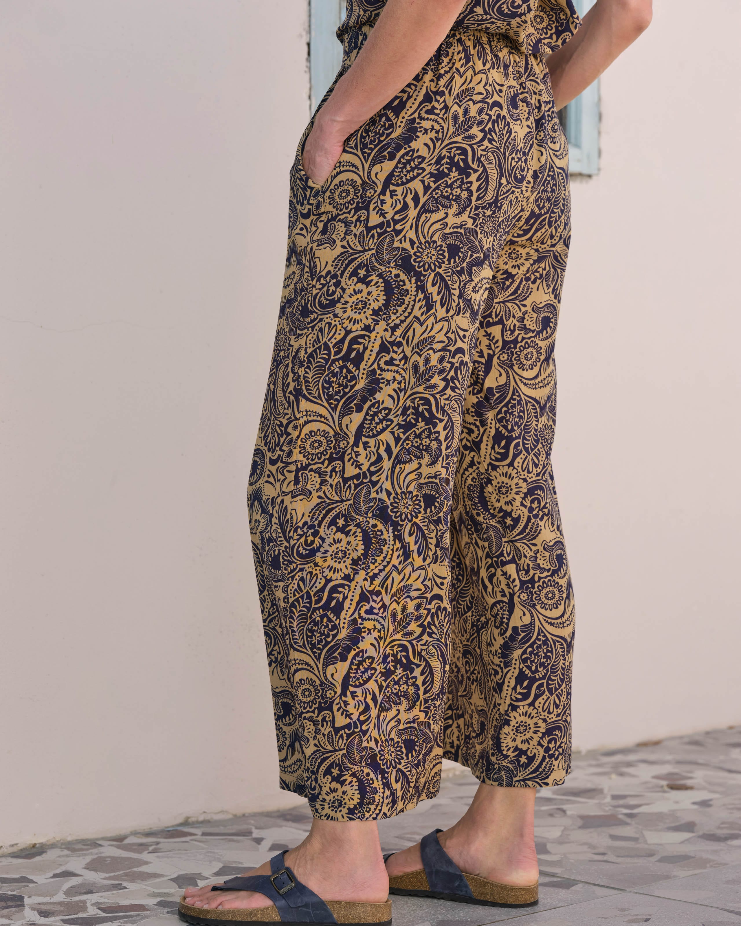 Mono Floral Print Wide Leg Co Ord Trousers Woolovers Us