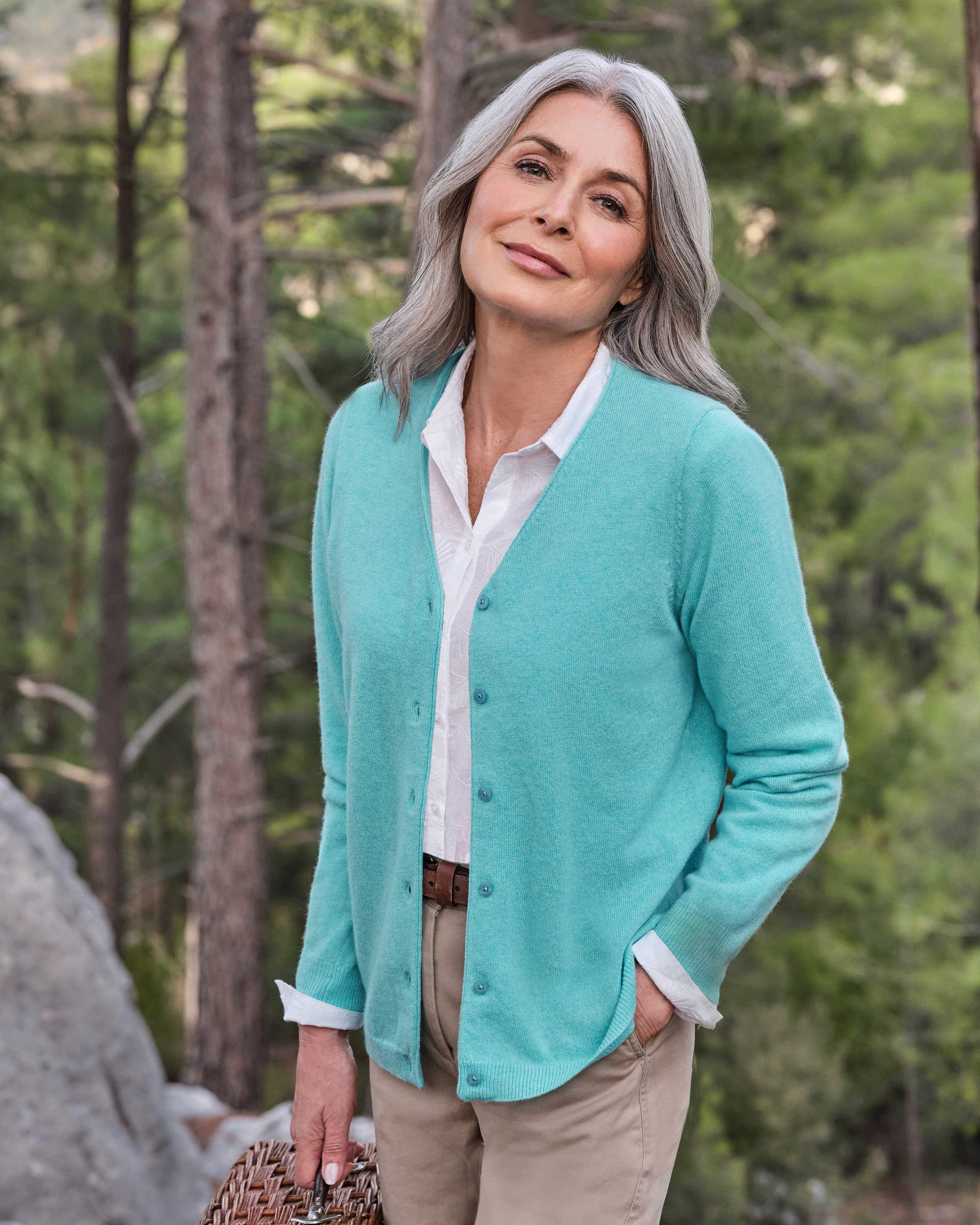 Navy Cashmere Merino Classic V Neck Cardigan Woolovers Us