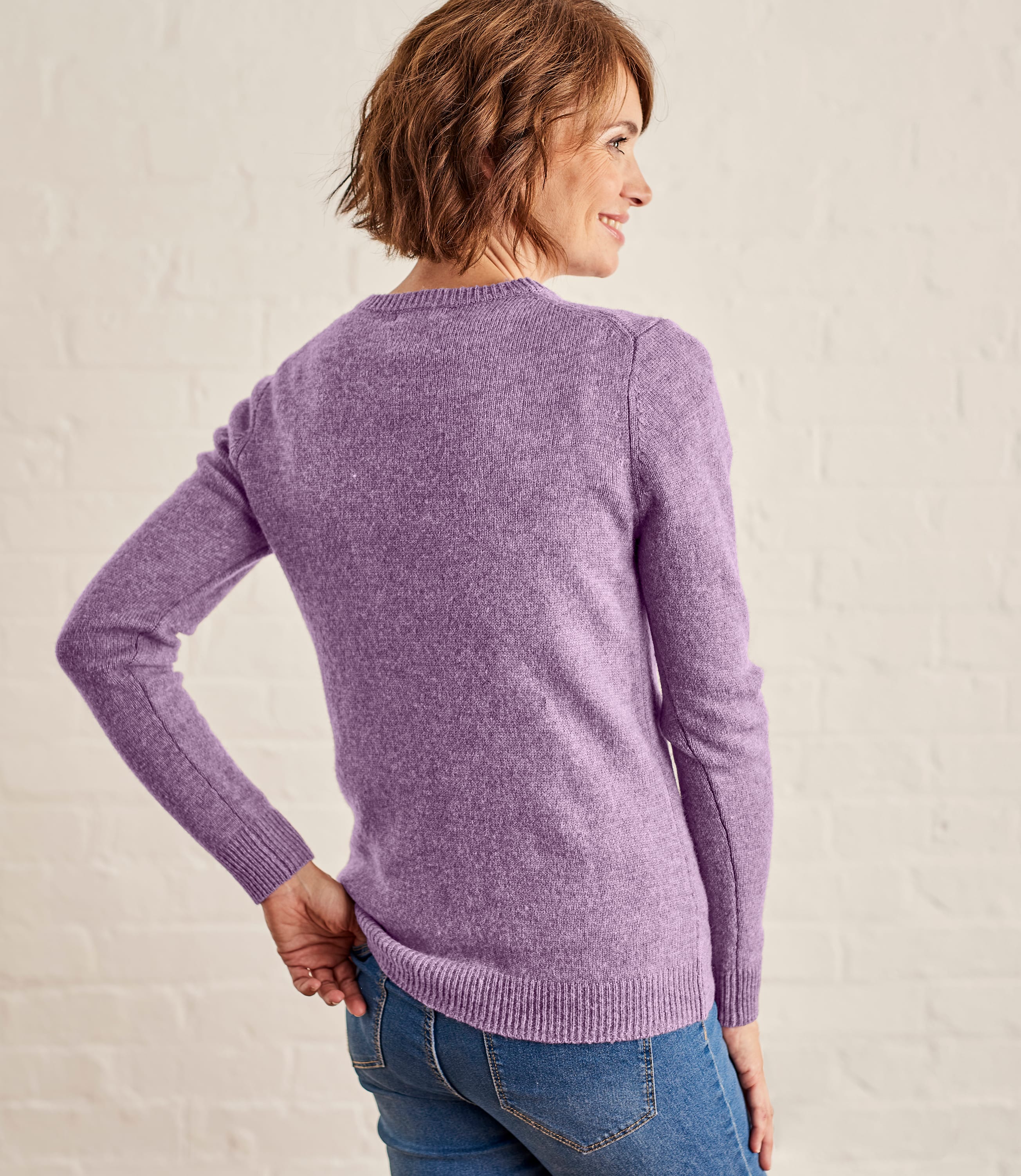 Lavender Marl Womens Lambswool V Neck Jumper Woolovers Au