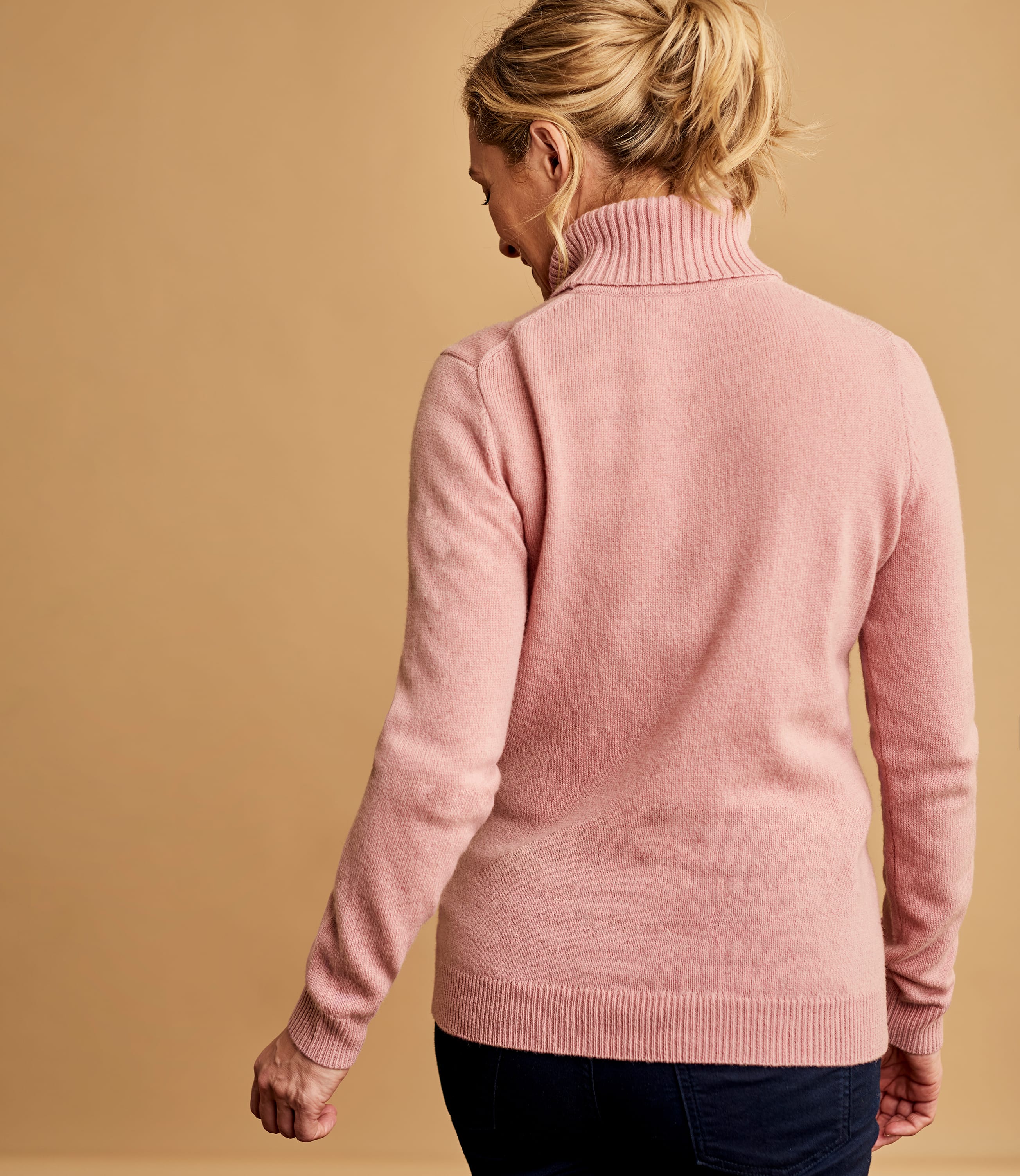 Satin Pink Womens Lambswool Polo Jumper Woolovers Uk