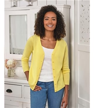 Cardigan classique à col V- Femme - Cachemire & Mérinos