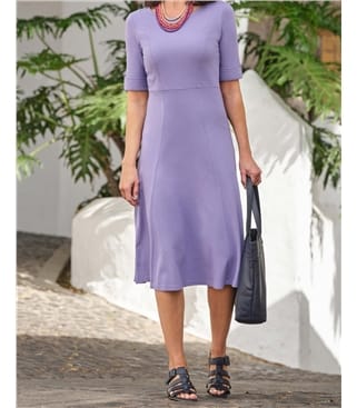 Robe évasée avec manches à revers - Femme - Jersey