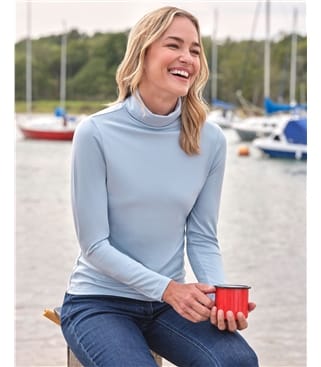 Jersey Slim Polo Neck Top