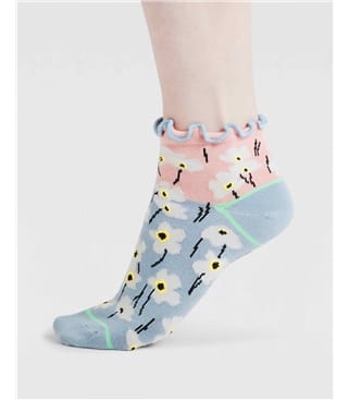 Elora Floral chaussettes à chevilles en bambou à franges florales