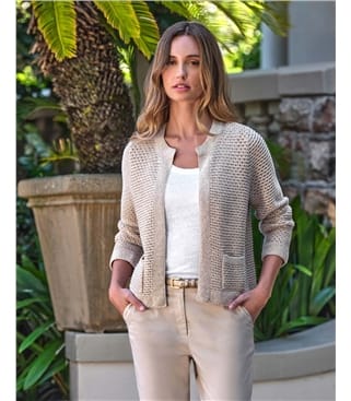Cotton Mesh Open Cardigan