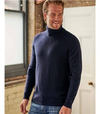 omniscient Men’s Merino Wool Blend Relax Fit Turtle Neck Sweater Pullover 