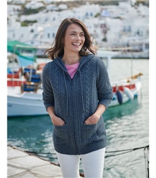 Hooded Cable Zip Cardigan
