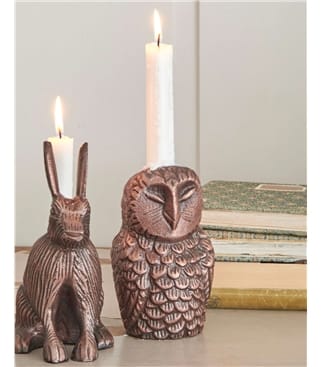 Cast Aluminium Owl Candle Holder