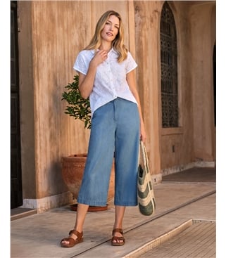 Jupe-culotte en chambray - Femme