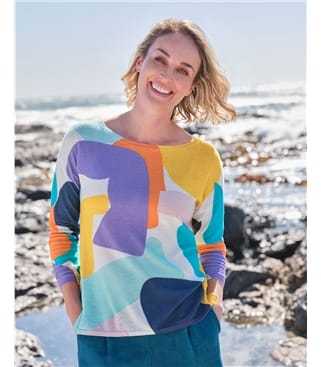 Abstract Colour Block Printed Jumper