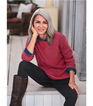 Cashmere Merino Cable Crew Neck Jumper