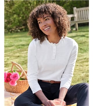 Frill Collar Popper Detail Top