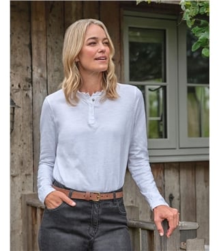 Frill Collar Popper Detail Top