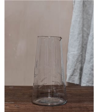 Etched Tapered Glass Jug