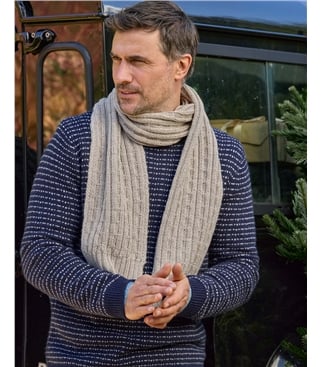 Mens Pure Wool Cable Scarf