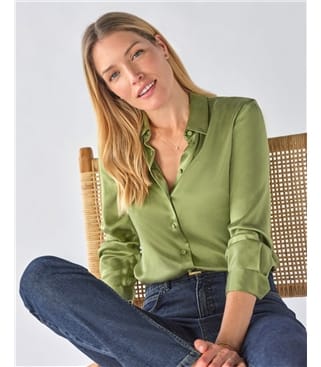 Sand Washed Pure Silk Satin Blouse