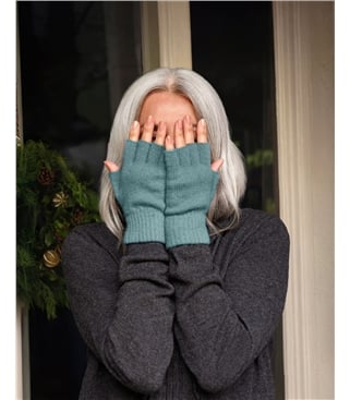 Fingerlose Handschuhe aus Lammwolle für Damen