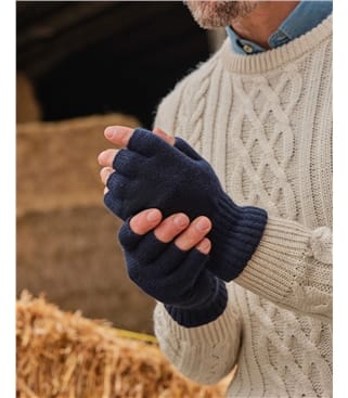 Fingerlose Handschuhe aus Lammwolle für Herren