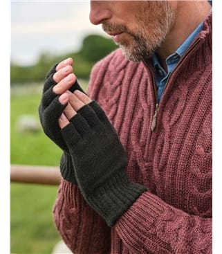 Mens Essential Lambswool Fingerless Glove