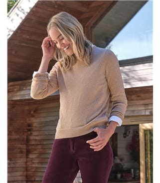 Pullover mit Rundhalsausschnitt aus Merinowolle und Kaschmir für Damen