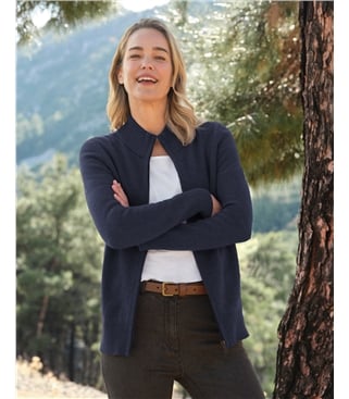 Lambswool Zip Thru Cardigan