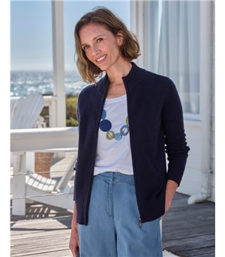 Strickjacke mit Reißverschluss aus Lammwolle für Damen