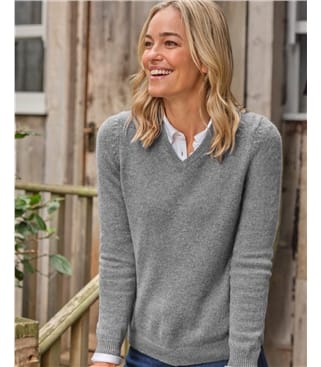 Pull à col V - Femme - Laine d’agneau certifiée 100% RWS