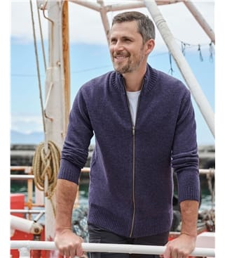 Strickjacke mit Reißverschluss aus Lammwolle für Herren