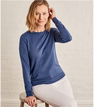 Soft Grey | Womens Cable Front Swing Jumper | WoolOvers UK