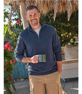 Reißverschluss-Pullover aus Baumwolle