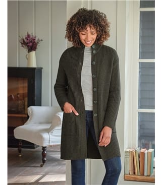 Longline Button Neck Cardigan