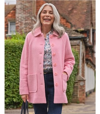 Light Pink Wool Blend Button Through Coat WoolOvers UK