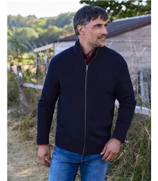 Mens Lambswool Lincoln Zipper Cardigan