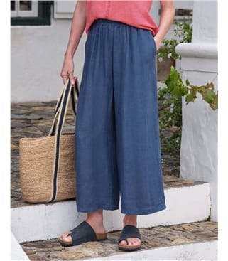 Elasticated Waist Linen Culottes