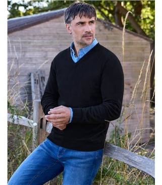 Pull à col V - Homme - Pur Cachemire