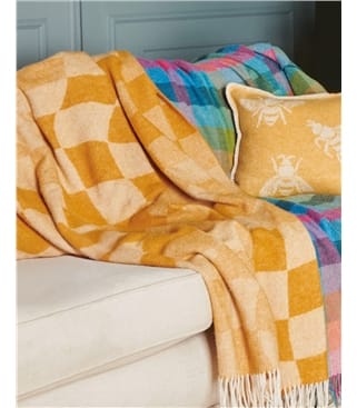 Pure Wool Wavy Check Throw