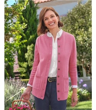 Lambswool Ladies Crew Neck Cardigan