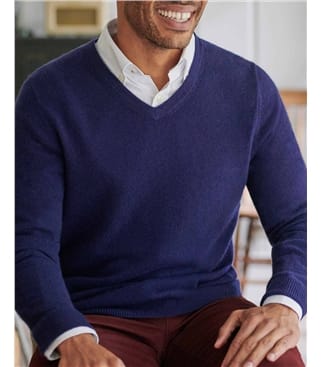Pull à col V - Homme - Pur Cachemire