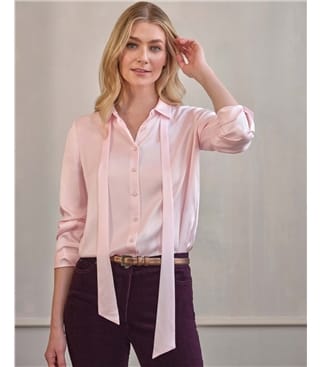 Tea Rose | Sand Washed Pure Silk Satin Blouse | WoolOvers US