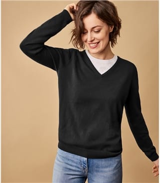 v neck black jumper womens