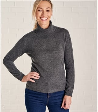 Charcoal | Womens Cashmere & Merino Fitted Turtle Neck Knitted Sweater ...