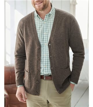 Strickjacke mit V-Ausschnitt aus Lammwolle für Herren