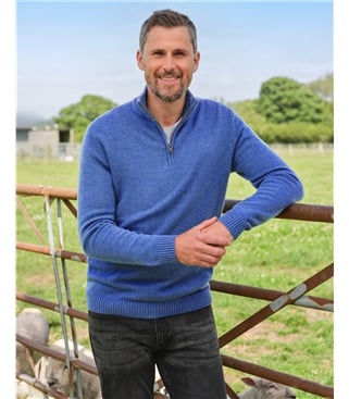 Mens Lambswool Zip Neck Jumper