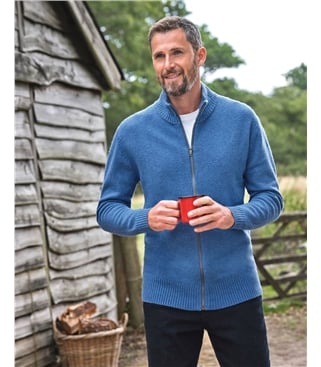 Mens Lambswool Lincoln Zipper Cardigan
